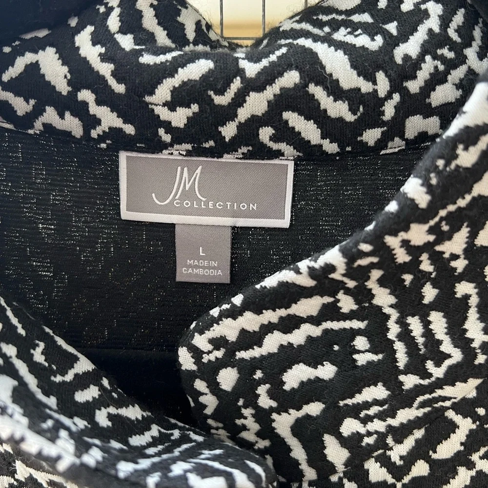 JM Collection Monochrome Patterned Jacket L - Picture 3 of 5